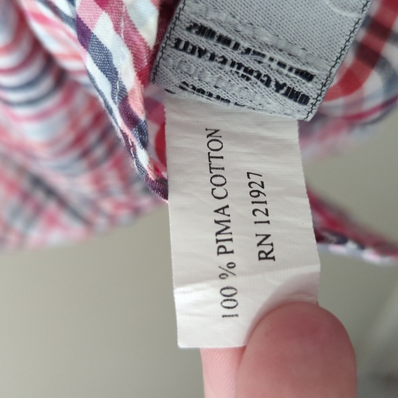 Johnnie-O Boys Plaid Button-Down Shirt Red White Blue 100% Pima Cotton Size 8 - Picture 4 of 5